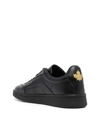 schwarze Leder niedrige Sneakers von DSQUARED2