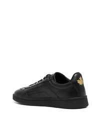 schwarze Leder niedrige Sneakers von DSQUARED2