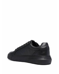 schwarze Leder niedrige Sneakers von Calvin Klein Jeans