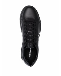 schwarze Leder niedrige Sneakers von Calvin Klein Jeans