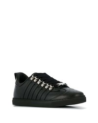 schwarze Leder niedrige Sneakers von DSQUARED2