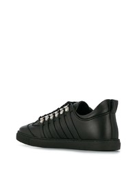 schwarze Leder niedrige Sneakers von DSQUARED2