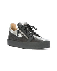 schwarze Leder niedrige Sneakers von Giuseppe Zanotti Design