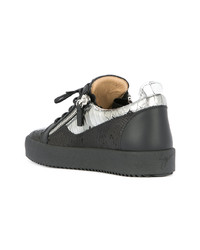 schwarze Leder niedrige Sneakers von Giuseppe Zanotti Design