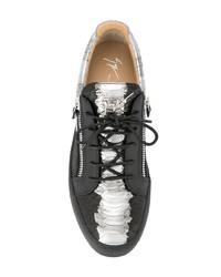 schwarze Leder niedrige Sneakers von Giuseppe Zanotti Design