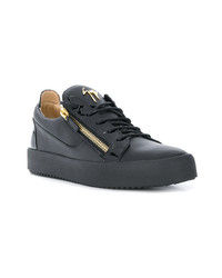 schwarze Leder niedrige Sneakers von Giuseppe Zanotti Design