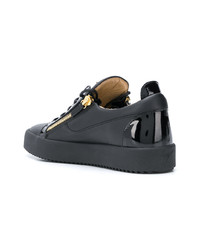 schwarze Leder niedrige Sneakers von Giuseppe Zanotti Design