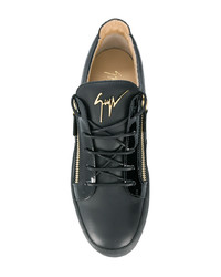 schwarze Leder niedrige Sneakers von Giuseppe Zanotti Design