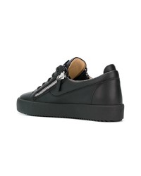 schwarze Leder niedrige Sneakers von Giuseppe Zanotti Design