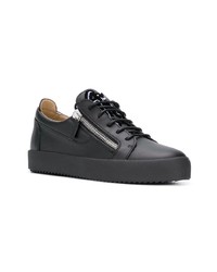 schwarze Leder niedrige Sneakers von Giuseppe Zanotti Design