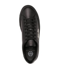 schwarze Leder niedrige Sneakers von Philipp Plein