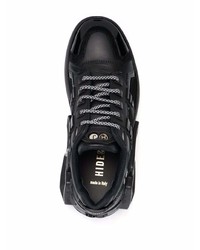 schwarze Leder niedrige Sneakers von Hide&Jack