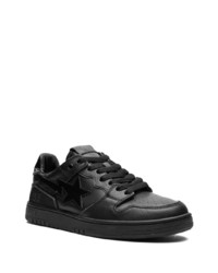 schwarze Leder niedrige Sneakers von A Bathing Ape