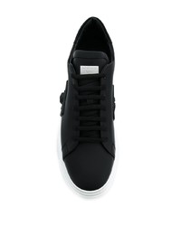 schwarze Leder niedrige Sneakers von Philipp Plein