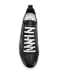 schwarze Leder niedrige Sneakers von Philipp Plein