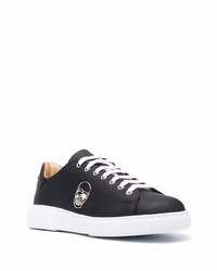 schwarze Leder niedrige Sneakers von Philipp Plein