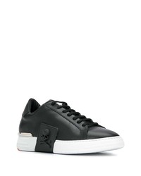 schwarze Leder niedrige Sneakers von Philipp Plein