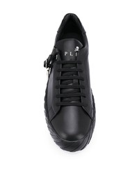 schwarze Leder niedrige Sneakers von Philipp Plein