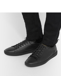 schwarze Leder niedrige Sneakers von Saint Laurent