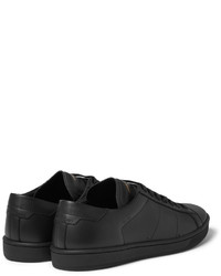 schwarze Leder niedrige Sneakers von Saint Laurent