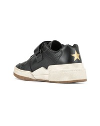 schwarze Leder niedrige Sneakers von Saint Laurent