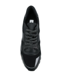 schwarze Leder niedrige Sneakers von Dirk Bikkembergs