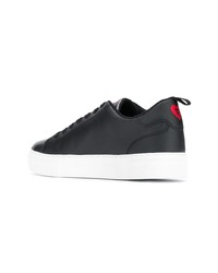 schwarze Leder niedrige Sneakers von Trussardi Jeans