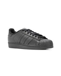 schwarze Leder niedrige Sneakers von adidas