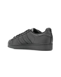 schwarze Leder niedrige Sneakers von adidas