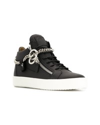 schwarze Leder niedrige Sneakers von Giuseppe Zanotti Design