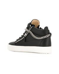 schwarze Leder niedrige Sneakers von Giuseppe Zanotti Design