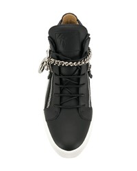 schwarze Leder niedrige Sneakers von Giuseppe Zanotti Design