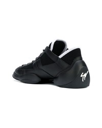 schwarze Leder niedrige Sneakers von Giuseppe Zanotti Design