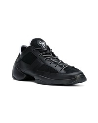 schwarze Leder niedrige Sneakers von Giuseppe Zanotti Design