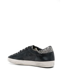 schwarze Leder niedrige Sneakers von Golden Goose