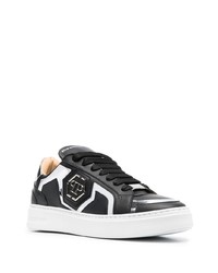 schwarze Leder niedrige Sneakers von Philipp Plein