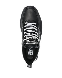 schwarze Leder niedrige Sneakers von VERSACE JEANS COUTURE