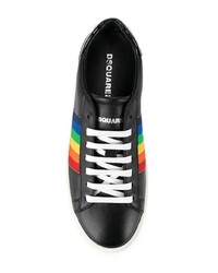 schwarze Leder niedrige Sneakers von Dsquared2