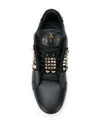 schwarze Leder niedrige Sneakers von Philipp Plein