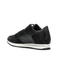 schwarze Leder niedrige Sneakers von Philippe Model