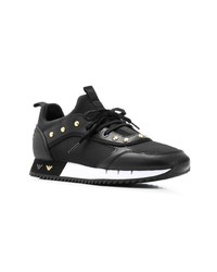 schwarze Leder niedrige Sneakers von Emporio Armani