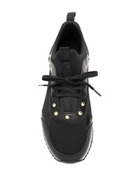 schwarze Leder niedrige Sneakers von Emporio Armani