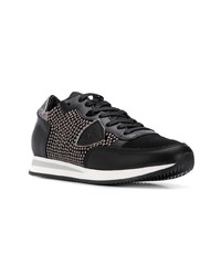 schwarze Leder niedrige Sneakers von Philippe Model