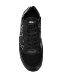 schwarze Leder niedrige Sneakers von Philippe Model