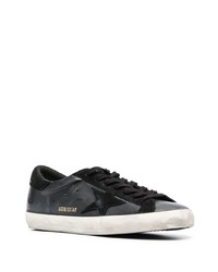 schwarze Leder niedrige Sneakers von Golden Goose