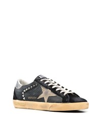 schwarze Leder niedrige Sneakers von Golden Goose