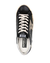 schwarze Leder niedrige Sneakers von Golden Goose