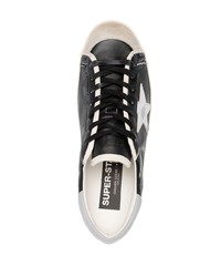 schwarze Leder niedrige Sneakers von Golden Goose