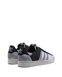 schwarze Leder niedrige Sneakers von adidas