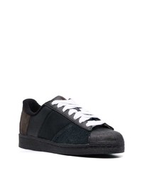 schwarze Leder niedrige Sneakers von adidas